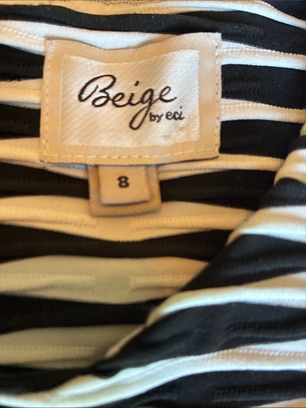 Beige by eci Black & White Sleeveless Striped Midi Dress Size:8 - Picture 5 of 6